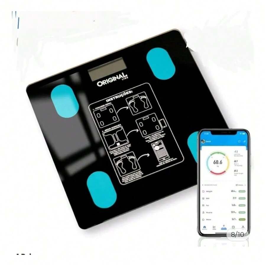 Balanca Bioimpedancia Corporal Digital Aplicativo Bluetooth - 0 - Visão 1