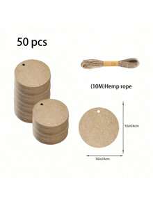 10-300 piezas Etiquetas de regalo redondas blancas, etiquetas de regalo de papel kraft con cuerda, etiquetas colgantes en blanco para envolver regalos, proyectos de manualidades, recuerdos de boda - Blanco - Ver 13