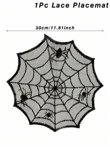 1/2/4件裝黑色蕾絲蜘蛛網餐墊，萬聖節陰森餐桌裝飾，Trick Or Treat 派對餐桌配件，適用於居家廚房、餐廳的節日裝飾 - 查看 10