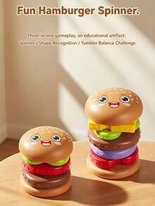 Hamburger Rotating Stacking Toy, Early Education Geometric Shape And Color Recognition Stacker, Improves Hand-Eye Coordination And Sensory Training, Indoor Parent-Child Interactive Stress Relief Rainbow Tower Educational Toy, Suitable For Infants And Toddlers Home Activities, Halloween Birthday Holiday Gift - Multicolor - View 12