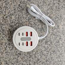 Upgraded 66W Round 8-Port USB Fast Charging Station - 4*Type-C PD + 4*USB-A, Compact Artistic Design, High-Speed Charging, Suitable For Laptops/Tablets/Multiple Devices, A Fast Charger Designed For Multiple Devices, Space-Saving Power Hub - View 12