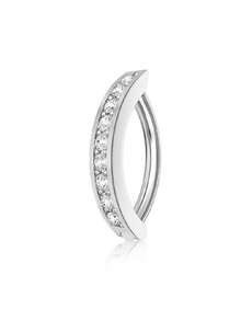 1pc Curved Smooth Bar Zirconia Navel Piercing Jewelry Body Piercing Stud - Multicolor - View 5