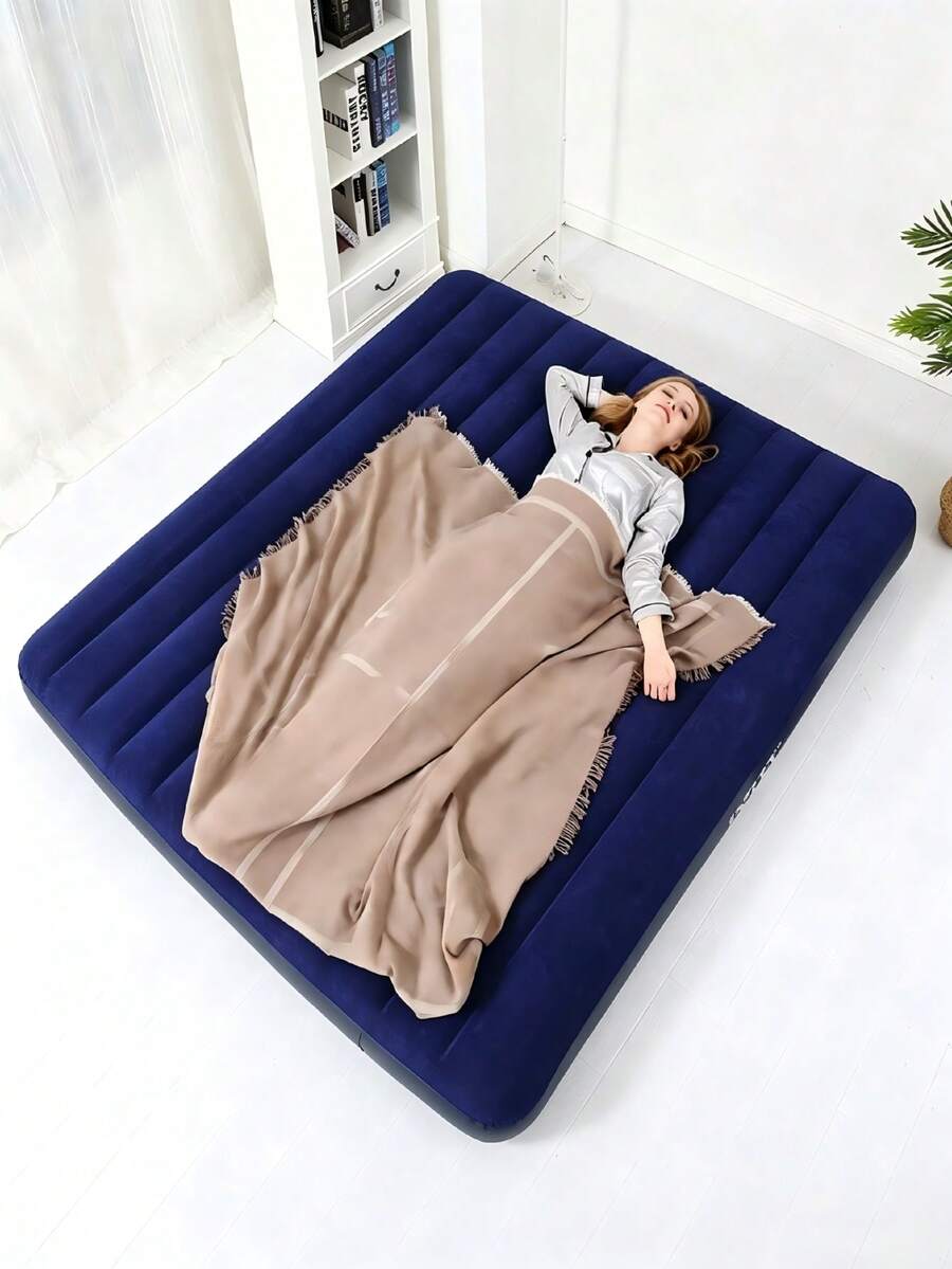 Classic Downy Air Mattress With Leak-Proof Inflation Valve, Lightweight & Foldable Design, Sturdy Support Without Sagging. Multi-Purpose Inflatable Bed Ideal For Outdoor Camping, Short Trips And Office Naps (Air Pump Not Included) - Multicolor - View 1