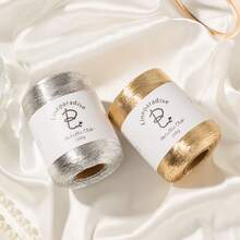 1 Roll Of 1mm Shiny Metallic Yarn Rope, 450 Meters, Suitable For Crochet And Hand Knitting | Silver, Pink, Gold Wire Craft Supplies | DIY Christmas Decorations, Bags, Home Decor, And Knitting Projects - Multicolor - View 4