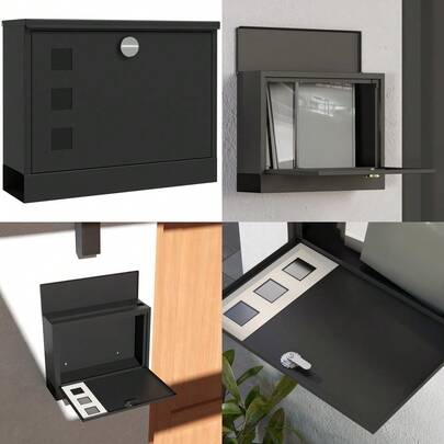 Wall Mounted Letterbox, Weatherproof Post Box, Modern Mailbox With 2 Keys And Viewing Windows, Easy To Install
