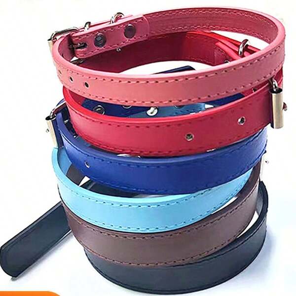 New Dog Collar Plain PU Pet Collar Pet Supplies Neck Collar Universal For Cats And Dogs