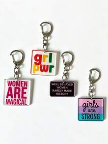 1pc/4pcs Positive Energy Girl Power Series Keychain, Faith Pendant, Backpack Accessory, Bag Charms Decoration, Gifts For Family, Friend, Colleague - Multicolor - View 2