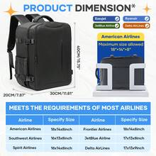 180° Open Unisex Travel Backpack, Aviation Certified Large Capacity Overnight Flight Backpack, Waterproof Multi-Compartment Laptop Backpack With Luggage Strap, Fits 15.6" Laptop, Spacious Weekend Bag For 2-3 Days Business Flight Vacation Travel - Multicolor - View 3