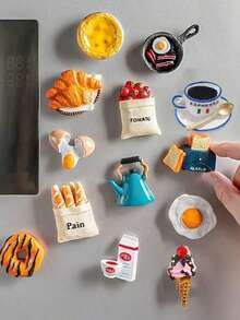 5/7/9/10/11/12pcs Food Fridge Magnets, Food Magnets, Fridge Magnets, Cute Decorative Magnets, Fridge Magnets, Kitchen Strong Resin Magnets, Home Decor, Office, Christmas Gift, Halloween Gift, Valentine's Day Gift, Mother's Day Gift - Multicolor - View 2