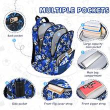 3pcs Sporty Football Youth Campus Backpack Set, Large Capacity Wide Breathable Shoulder Strap Casual Backpack - Sets - View 2