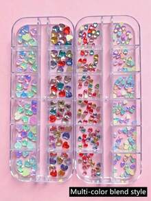 1 hộp 12 món trang trí nail lưới nhỏ phong cách mùa hè màu mocha họa tiết sao biển, charm đính móng Y2K DIY hình sao đính đá, mặt treo nail đính đá, phù hợp trang trí nail hằng ngày và hẹn hò, nhiều màu ngẫu nhiên mix - Nhiều màu - Xem 2
