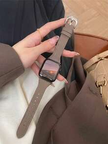 個性化柔軟人造皮革手錶錶帶，適用於 女款運動系列，尺寸 38mm、40mm、41mm、42mm、44mm、45mm、46mm、49mm，相容於 Series 10/%/8/7/6/5/4/3/2/1 SE Ultra - 大象灰銀 - 查看 1