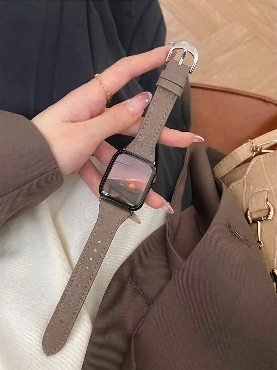 個性化柔軟人造皮革手錶錶帶,適用於 女款運動系列,尺寸 38mm、40mm、41mm、42mm、44mm、45mm、46mm、49mm,相容於 Series 10/%/8/7/6/5/4/3/2/1 SE Ultra - 大象灰銀 - 查看 1