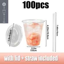 400ml Set Transparent Cup With Lid And Straw, Straight Lid Ice Drink Cup, [Reusable] Smoothie Cup, Suitable For Cold Drinks, Juice And Milkshakes - Halloween/Christmas/Birthday Party Essential - Clear - View 17
