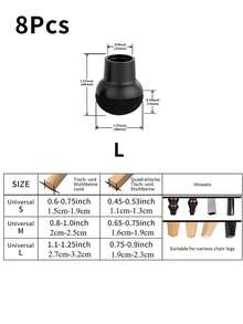 8pcs Solid Wood Floor Chair Leg Protectors, With Felt Pads, Cup-Shaped Leg Caps To Protect Wooden Furniture Legs - Black - View 10