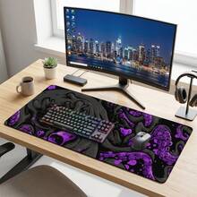 Black Octopus Pattern Large Mouse Pad Desk Mat Rubber Bottom Stitched Edge Non-Slip Keyboard Pad Office Supplies Men Women Friends Back To School Gift Gaming Desk Mouse Pad - Multi-color - View 2