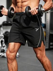 Men's Zipper Pocket Running Fitness Outdoor Casual Sports Shorts - Black - View 1
