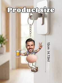 1pc Custom Photo Beer Guy Keychain, Personalized Cartoon Man Key Ring, Funny Beer Lover Fidget Keychain Gift For Men Dad Husband Bachelor Party Presen - Multicolor - View 6