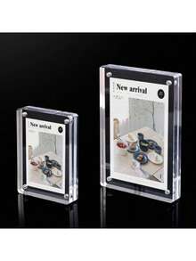 Minimalist Multi-Functional Refrigerator Magnets & Decorative Stickers, Valentine's Day, Wedding, Birthday, Photo Frame, Acrylic Magnetic Refrigerator Photo Frame, Acrylic Photo Frame, Double-Sided Photo Refrigerator Magnet Frame, Transparent Photo Display Frame - Transparent - View 2