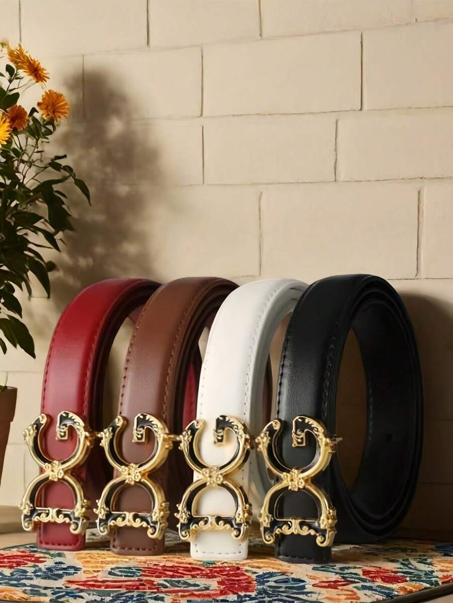 Women's Business Letter Belt, Solid Color, Simple And Casual, Versatile With Jeans And Dresses, Fashionable A Perfect Halloween And Christmas Gift. - Multicolor - View 1