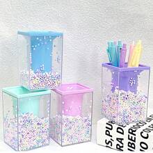 Colorful Square/Round Foam Pen Holder Student Gift Learning Stationery Desktop Storage Pen Holder Back To School Essential, First Day Of School - Multicolor - View 9