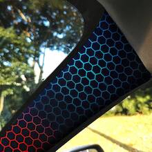 Blue And Red Honeycomb Pattern Cartoon Car Interior A, B And C Pillar Sticker Set, With Self-Adhesive Backing - Decorative Stickers - View 3