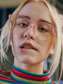 Glasses With Clear Lenses And Transparent Frames; Suitable For Computer, TV, Gaming, And Smartphone Use; Unisex. - Clear - View 2