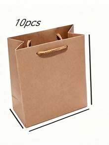 10pcs/5pcs Kraft Paper Gift Bags, Solid Color Minimalist Gift Bags, Suitable For Birthday, Wedding, Various Parties, Souvenir Gift Packaging Bags, Universal Gift Packaging Bags For Various Festivals - View 7