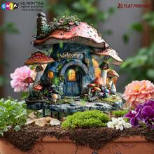 Acrylic Fairy Garden Yard Stake Decor 2D Flat Printed Glowing Treehouse Outdoor Decoration Waterproof Lawn Decor Cottage With Light Magic Patio Path Flower Bed Home Art Best Gift For Mothers Grandmothers Women Spring Summer Suitable For Christmas Halloween And Year-Round Decoration - Mushroom Treehouse - View 4