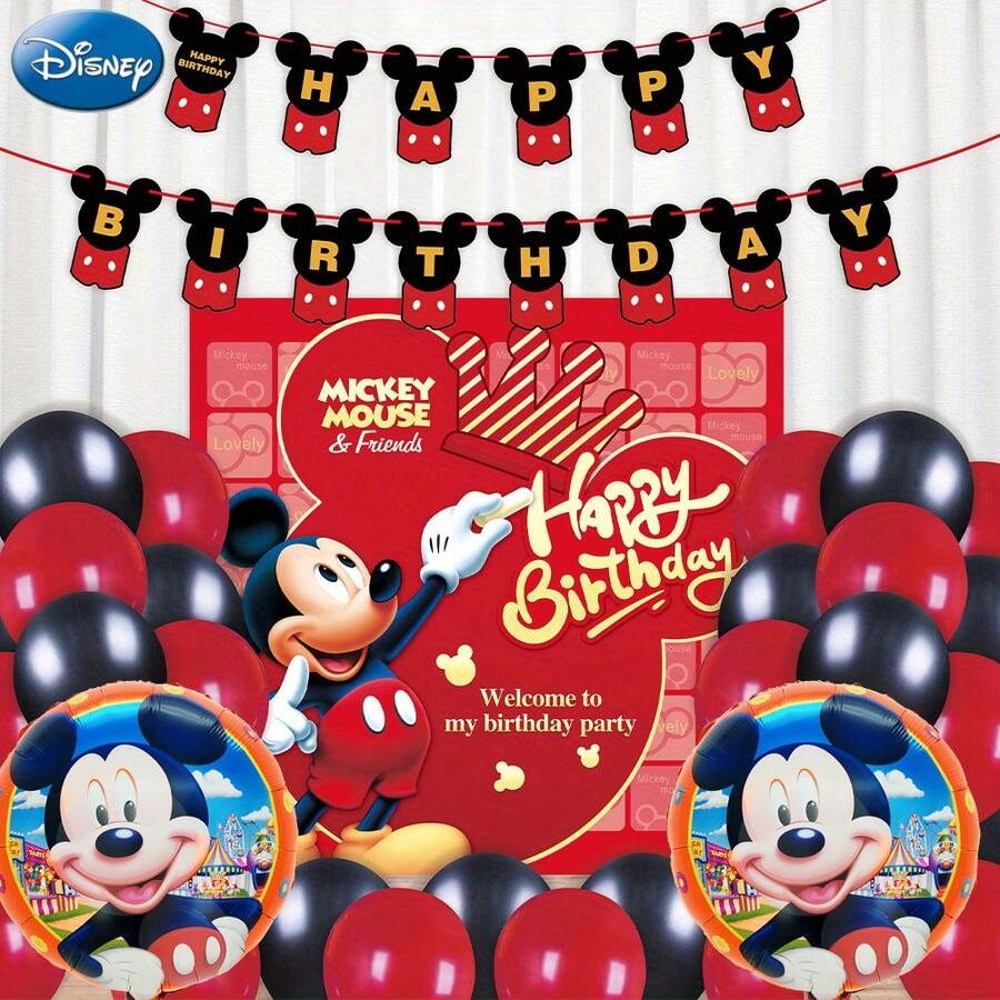 Disney 21件組迪士尼官方授權米奇與米妮紅粉氣球套裝,生日婚禮企業拍照背景裝飾氣球,適合家庭朋友的節日禮物與聖誕慶祝 - A - 查看 1