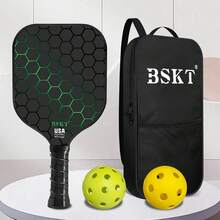 BSKT 1 Set Thickened Honeycomb Fiberglass Professional Pickleball Paddle Full Set, High-Intensity For Club League And Intensive Training, Advanced Sports Participants, High-Resilience Thickened Fiberglass Paddle Face, Wide Honeycomb Shock-Absorbing Core, Full-Wrap Cushioned Non-Slip Sweat-Absorbing Grip, Anti-Collision Thickened Paddle Edge, Stable Ball Control With Powerful Hits And No Deviation, Smooth Rebound Of Fiberglass Material, Dry Grip During Long-Term Competition, Surface Resistant To Frequent Bumps And Wear - Multiple Styles - View 14