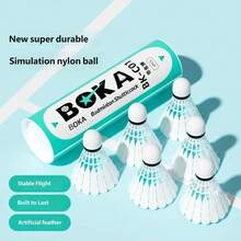 3/6Pcs BOKA Simulation Nylon Badminton Shuttlecocks, Artificial Feather Durable Badminton Balls, Stable Flight Training Sports Badminton Accessories For Indoor Outdoor Gym Game - White - View 3