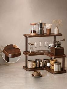 Three-Tier Wooden Shelving Unit, Desktop Cosmetics Organizer, Beauty And Skincare Product Display Rack, Multifunctional Spice Rack And Countertop Organizer, Suitable For Bedrooms, Bathrooms, And Home Organization, Freestanding Shelving Unit - Multicolor - View 9