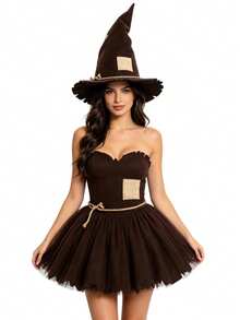 1pc/Holiday Party Accessory Scarecrow Patch Witch Hat Cosplay Witch Hat Party Accessory Costume,Halloween - Multicolor - View 10