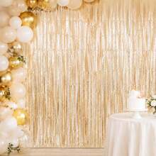 Gold Sequin Curtains, Party Backdrop Decorations, Birthday Decorations, Wedding Party Backdrops, Metallic Foil Fringe Sequin Curtains, Festival Party Supplies, Baby Gender Reveal Party Decorations, Bridal Party Decorations, Party Favors - Multiple Styles - View 6