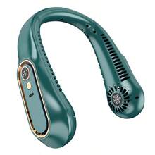 Ventilador de cuello recargable por USB, ventilador de cuello portátil de 5 velocidades con pantalla LED de batería y velocidad, batería recargable integrada de 1200mAh, tiempo de carga de 1-2 horas, tiempo de uso de 1-3 horas - Verde: indicador de nivel de batería. - Ver 8