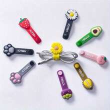 5/3pcs Cartoon Fruit PVC Cute Cable Organizer, Girls Student Earphone Data Cable Charging Cable Storage Hub - Multi-color - View 4