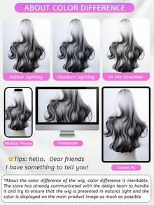 alicegarden 26 Inch Long Synthetic Wavy Curly Hair, Stunning Multicolor, Middle Part Design, Natural And Durable Wig Gift Suitable For Women's Daily, Party, Cosplay Use - Multicolor - View 11