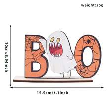 Rustikale freistehende Holz-Halloween-Tischdekoration, gruselige Boo-Geister-Kürbis-Spinnen-Hexen-Tafel, Spukhaus-Herbst-Etagere-Innen-Party-Mittelstück-Ornament-Geschenk - A - Übersicht 13