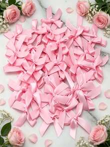 (100pcs/Pack, 50pcs/Pack) 4cm Ribbon Bows, Multiple Colors Available, Suitable For Gift Decoration And Making Hair Clips, Headbands, Valentine's Day Gifts - 4cm Ribbon Bow - View 3