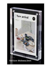 Minimalist Multi-Functional Refrigerator Magnets & Decorative Stickers, Valentine's Day, Wedding, Birthday, Photo Frame, Acrylic Magnetic Refrigerator Photo Frame, Acrylic Photo Frame, Double-Sided Photo Refrigerator Magnet Frame, Transparent Photo Display Frame - Transparent - View 13