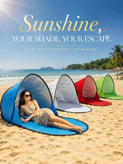 1-Second Quick Setup Beach Sun Shelter Tent, Beach Sun Shelter Tent, Camping Tent, Polyester Material, Suitable For Beach Travel, Camping, Picnic, Outdoor Leisure, Portable UV Protection Sun Shelter Tent, Suitable For Beach Vacation, Fishing, Hiking