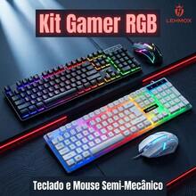 Teclado Gamer RGB Branco Membrana Silenciosa | LED Iluminado Antighosting | USB Alta Performance  PC Notebook - teclado+mouse branco - Visão 3