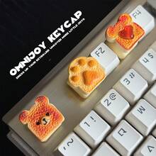 Keycaps Fofas, Urso, Pata de Gato, Keycaps de Pão - tecla - Visão 9