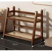 Bamboo Double-Layer Storage Rack, Tea Cup And Coffee Cup Holder, Spice Rack, Flower Stand And Bookshelf, Suitable For Kitchen, Office And Other Places, Quick Drainage And Ventilation, Moisture-Proof And Mold-Resistant - Multicolor - View 11