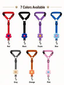 1pc Adjustable Pet Car Safety Tether, Vehicle Restraint Strap With Headrest Fixing Belt And Metal Clip, Suitable For Dogs, Cats And Small Pets, Ideal For Daily Commute, Walking, Training And Outdoor Use, Multi-Color Pet Car Accessories, Suitable For Rear Seat Travel And Camping - Multicolor - View 2