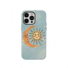 復古星空手機殼 波希米亞風月亮太陽封面 夢幻宇宙藝術設計 相容 iPhone 17 Pro 16e 15 Plus 14 13 12 11 Pro Max - 彩色 - 查看 1
