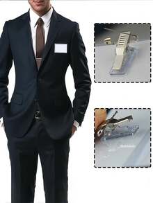 100/50/36/24/10/5/2pcs Fun Name Badge Clips & Pins (9 X 5.6cm) – Transparent Plastic Horizontal ID Badge Holders, Suitable For Office, School And Conferences; Durable PVC Material, With Clip/Pin Combination Attachment And Reinforced Badge Holder. - A - View 5