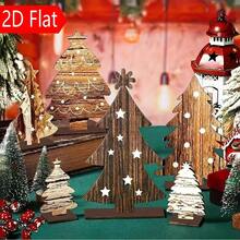 6pcs Wooden Tree & Sign Rustic Farmhouse Christmas Decor Set - 6pcs Wooden Tree & Sign Set, Vintage Tabletop Centerpiece, Home Office Western Style Christmas Decoration, Figurine Hanging Ornament, Christmas Tree, 12pcs Set 6pcs Tree Signs And 6pcs Bases - View 3
