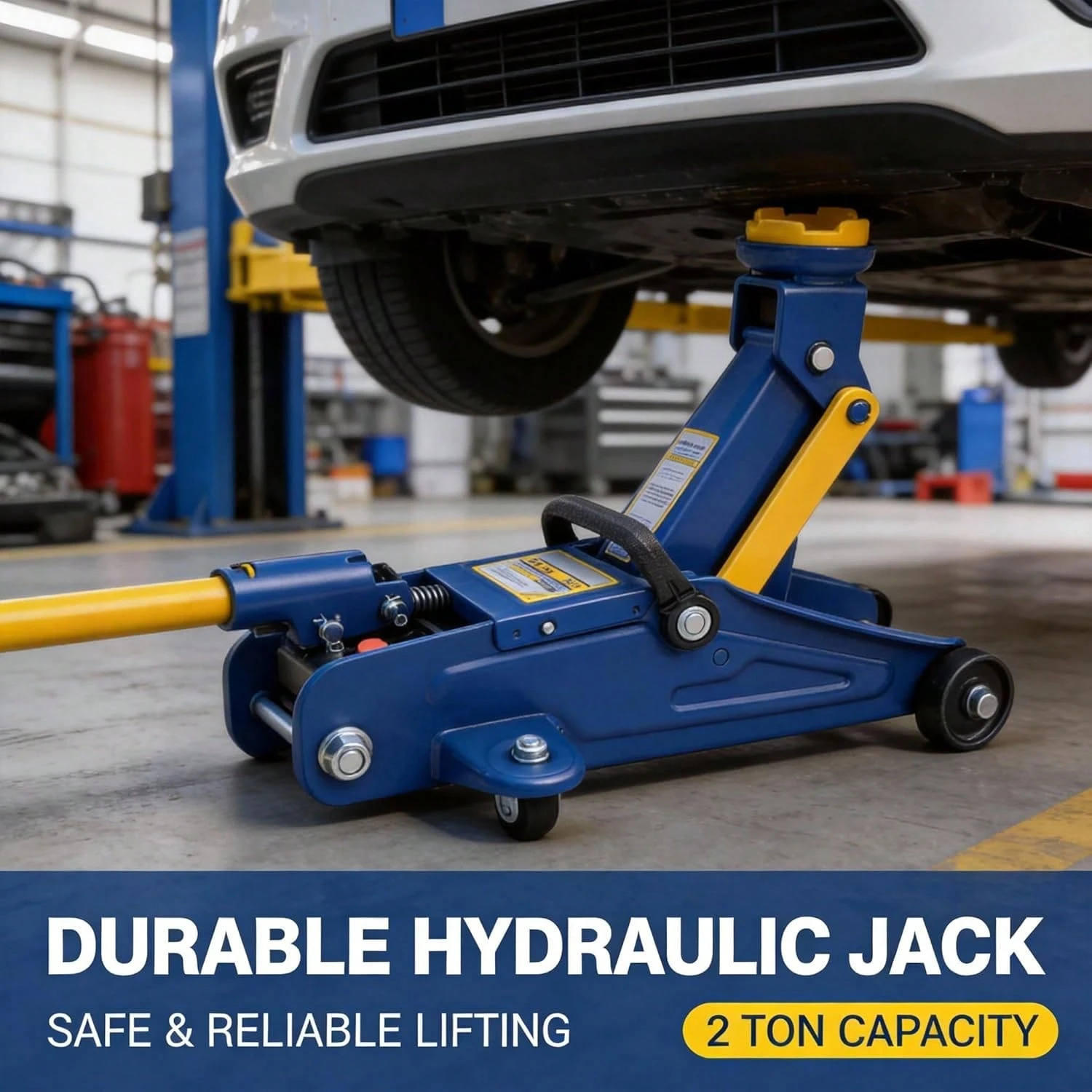 Blue 2 Ton Low Profile Hydraulic Floor Jack, 4000 Lbs Trolley Jack With Single Piston Pump, 5-1/8"–13" Lifting Range, Heavy Duty Steel Car Jack For Sports Cars, Sedans & SUVs - Blue - View 1